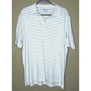 Peter Millar Seaside Golf Polo SS Shirt White Stripes Pima Cotton Mens XL